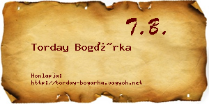 Torday Bogárka névjegykártya